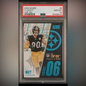 2023 Panini Score TJ Watt #6 Top 100 SSP Case Hit graded PSA 10 Gem Mint RARE